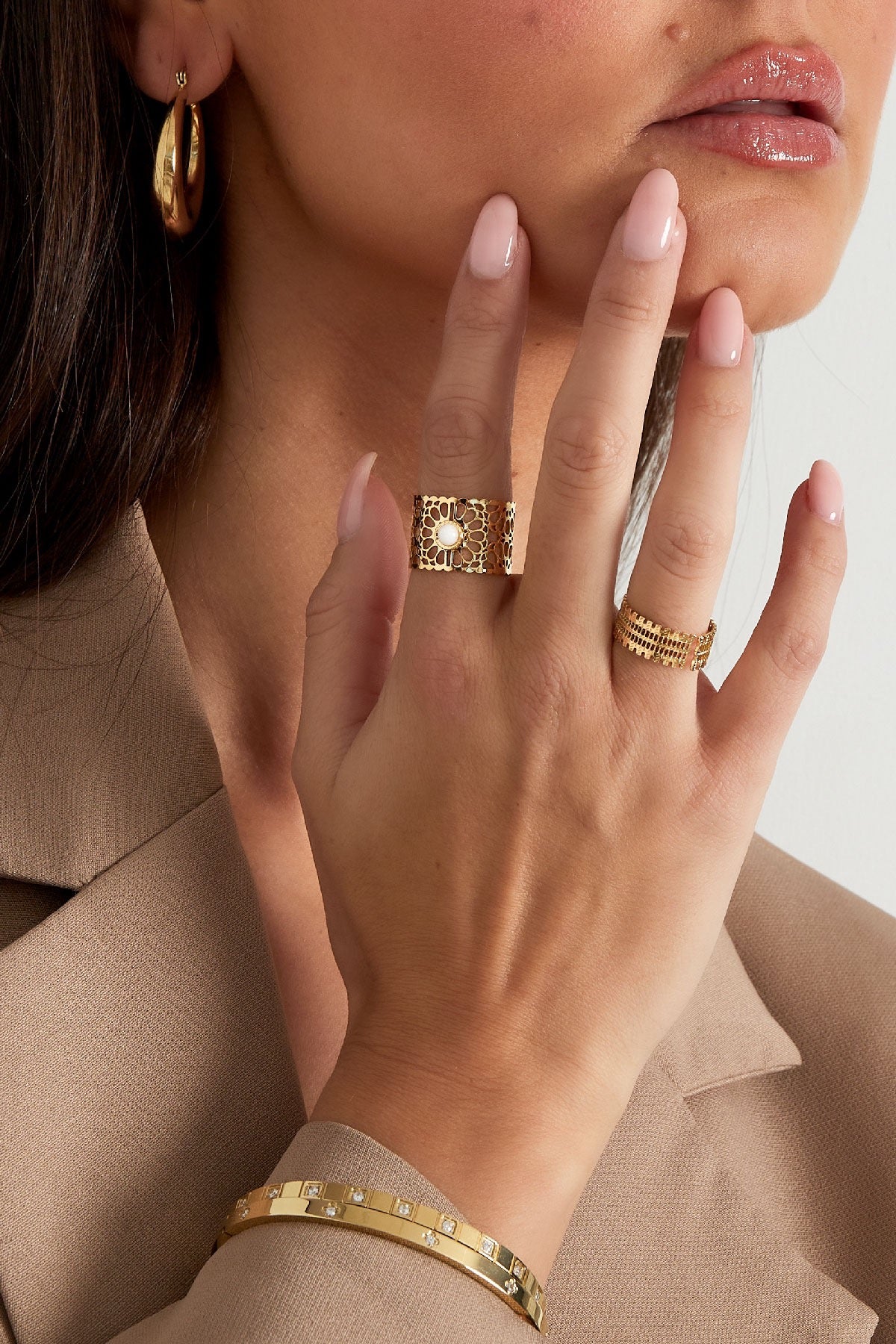 Gold Flower Cut Adjustable Ring