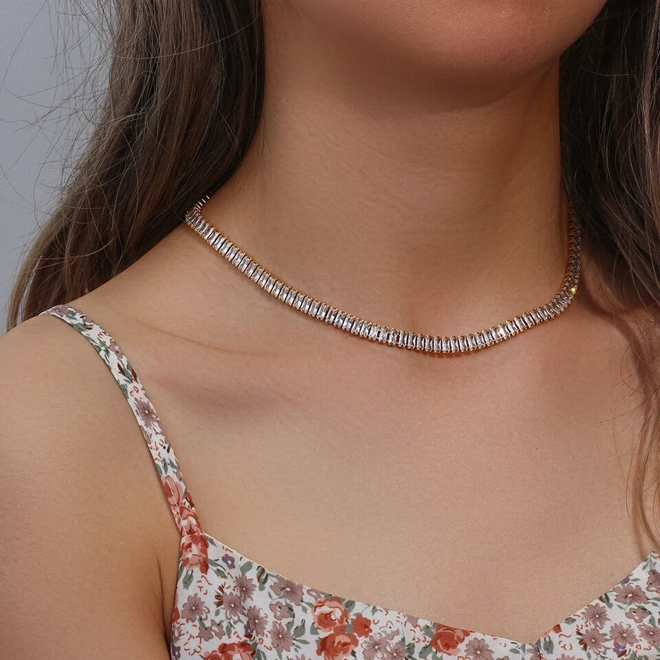 Pink Cubic Zirconia Choker Necklace