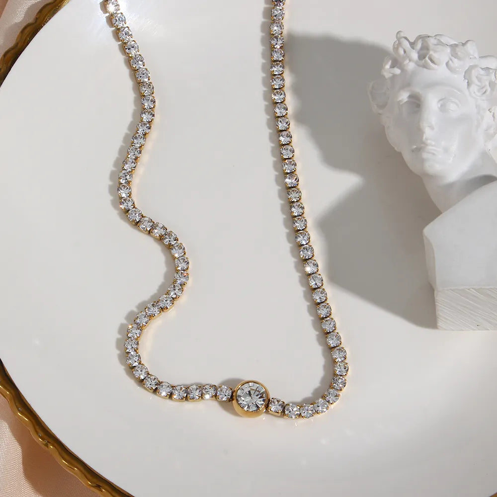 Gold Tennis Cubic Zirconia Necklace