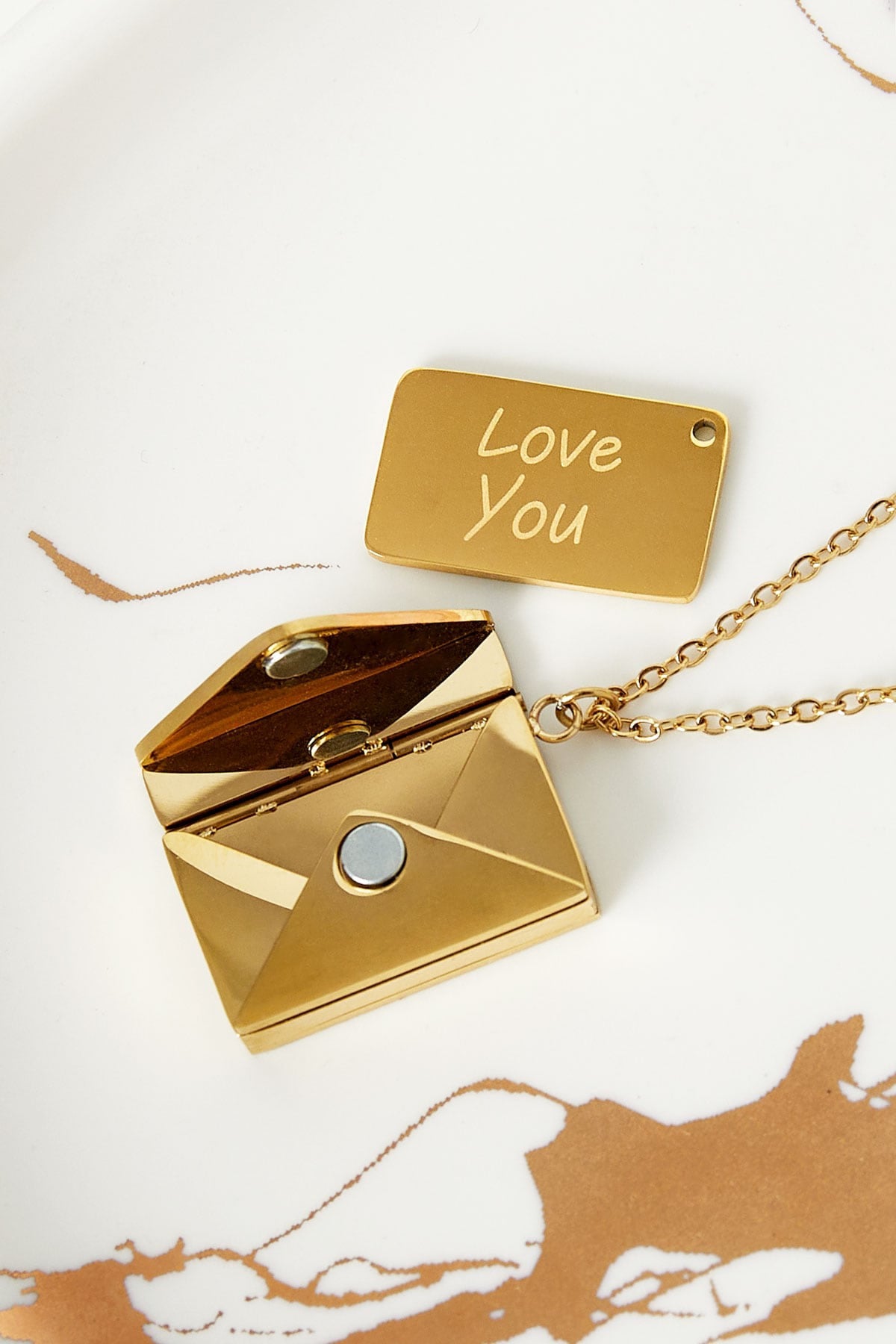 Love You Gold Envelope Necklace
