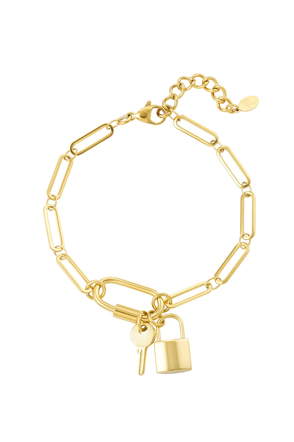 Padlock + Key Gold Paperclip Chain Bracelet