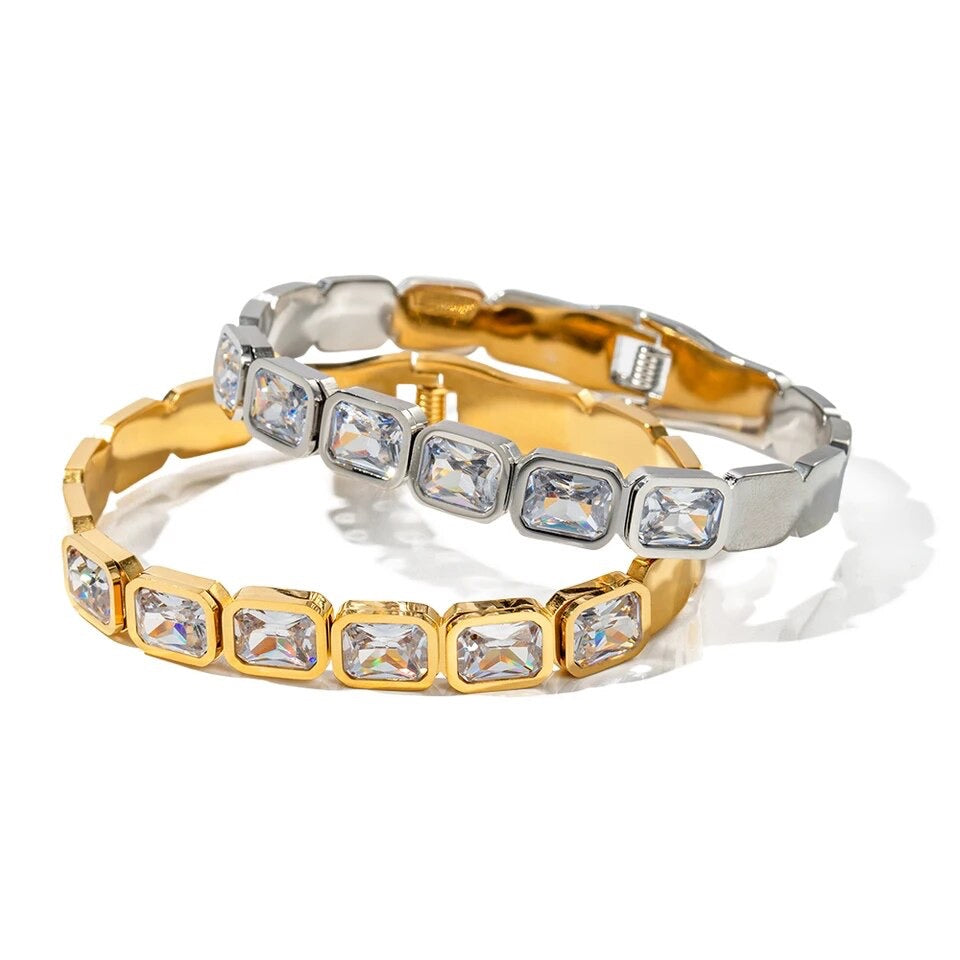 Gold Cubic Zirconia Bangle