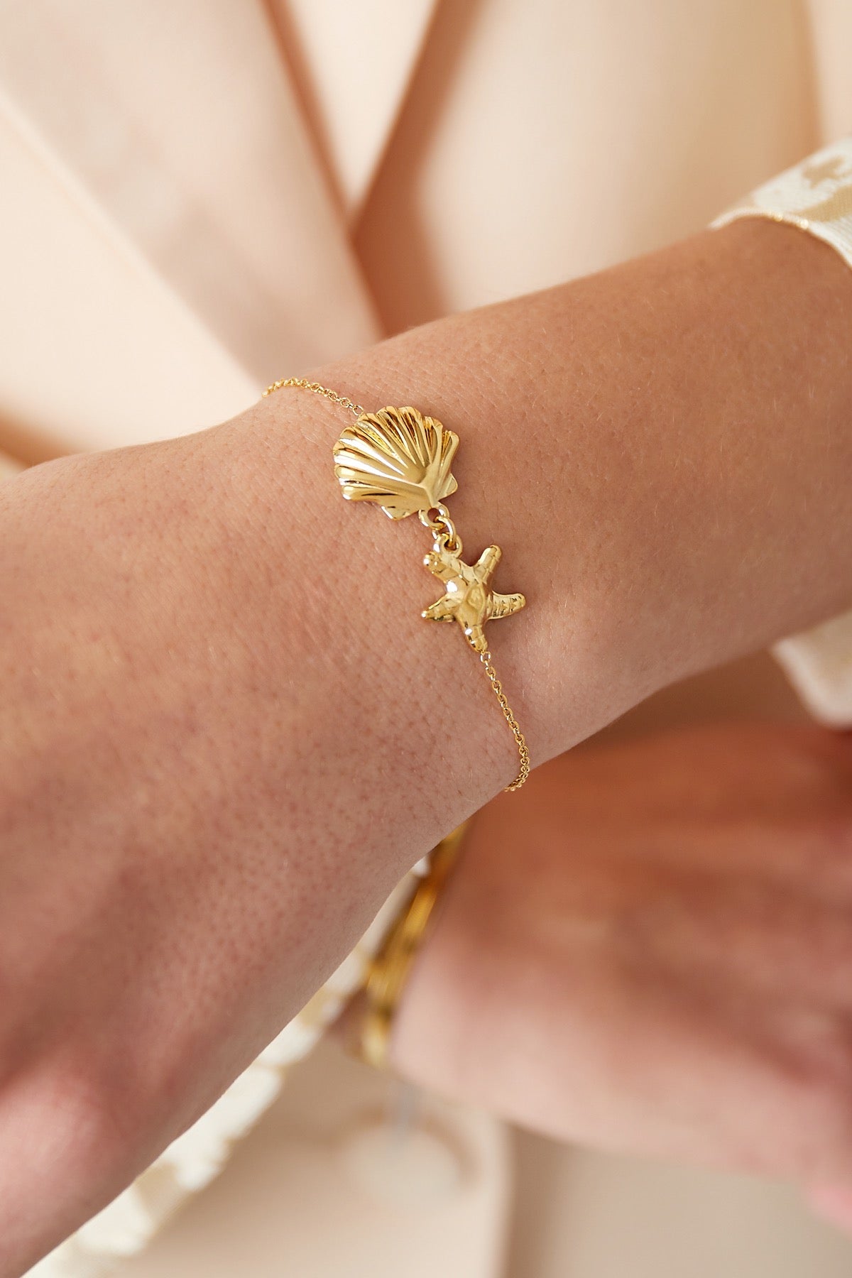 Coastal Charm - Starfish & Shell Silver Bracelet