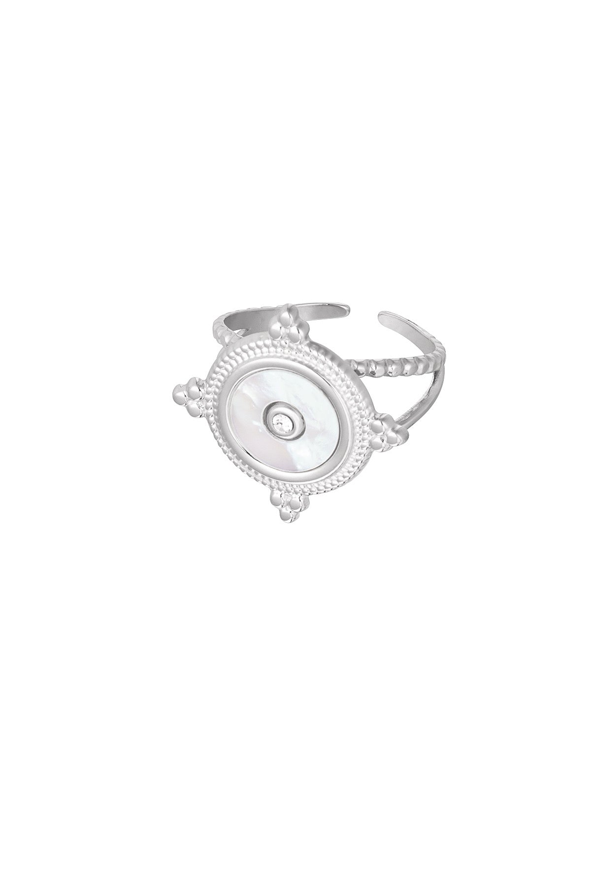 Pearl Silver Adjustable Ring