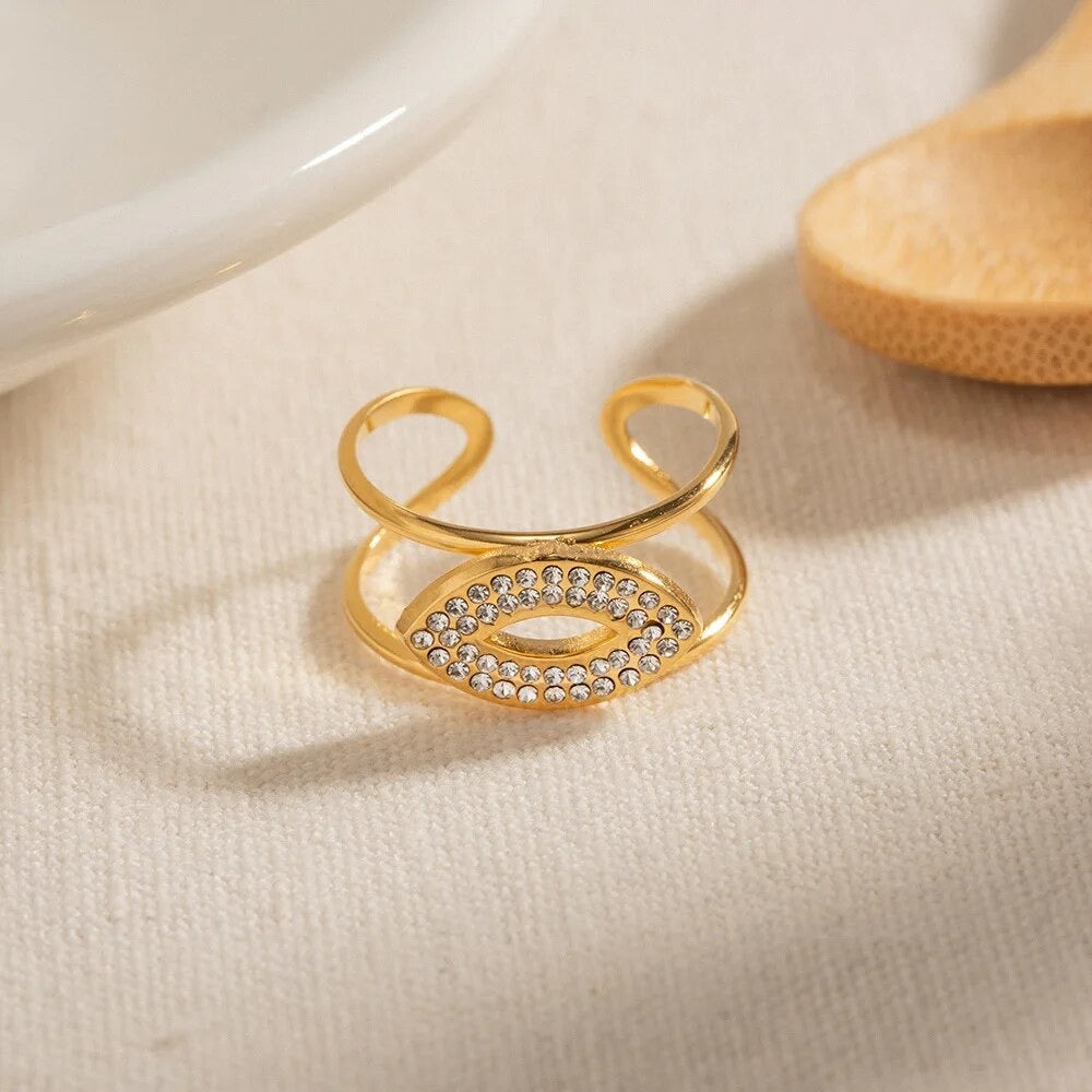 Evil Eye Cubic Zirconia Adjustable Ring
