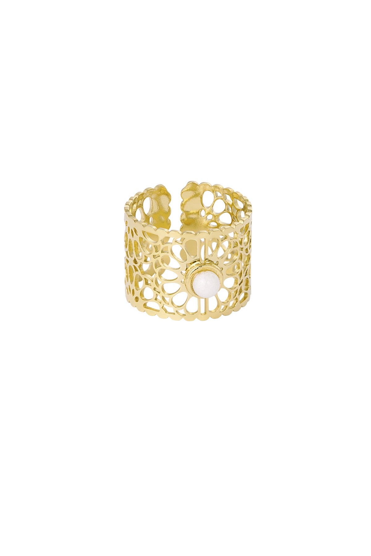 Gold Flower Cut Adjustable Ring