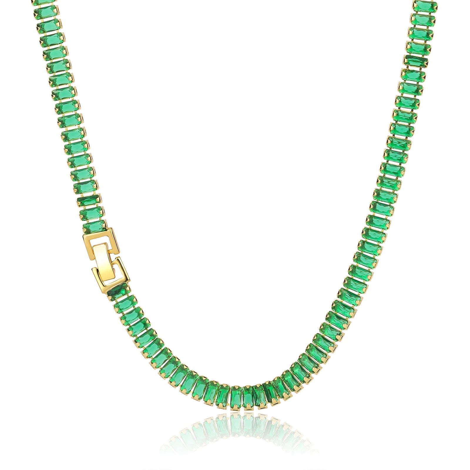 Glam Emerald Green Cubic Zirconia Choker Necklace