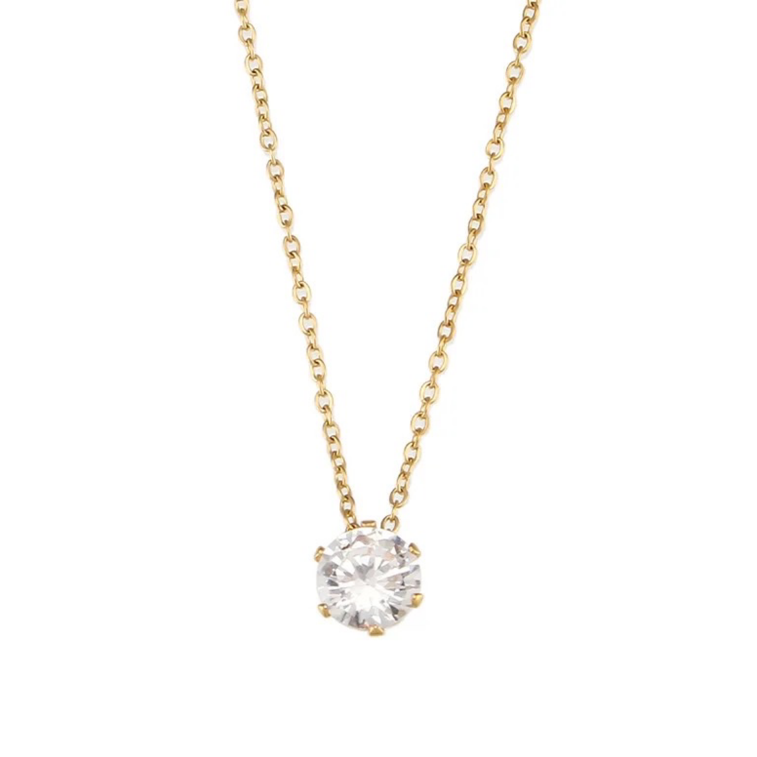 Solitaire Clear Cubic Zirconia Pendant Necklace