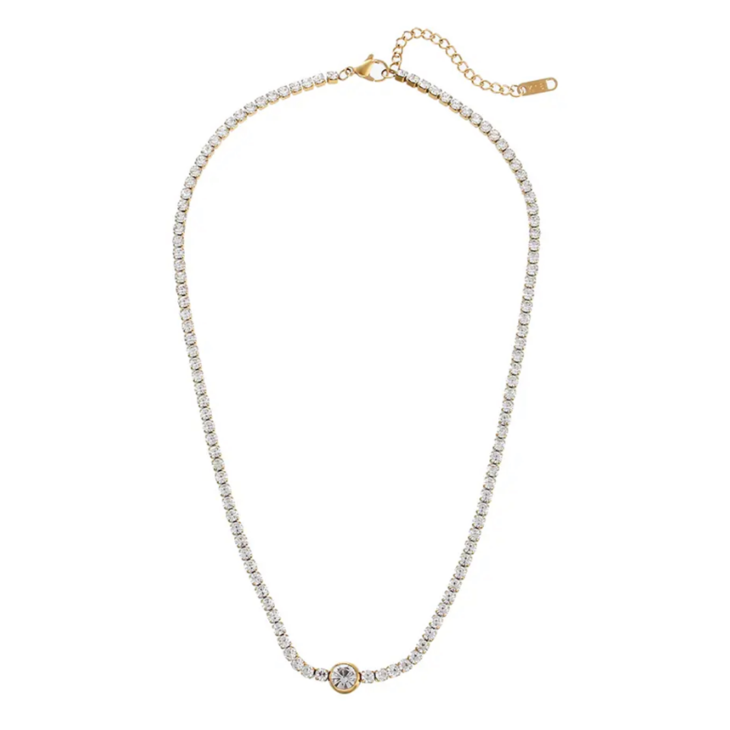 Gold Tennis Cubic Zirconia Necklace