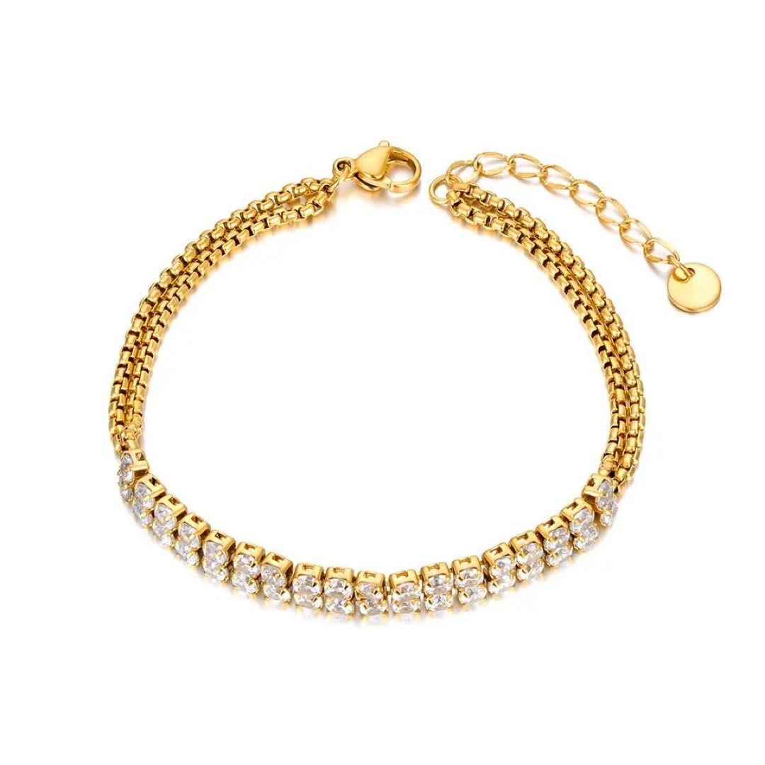 Double Layered Gold Tennis Bracelet