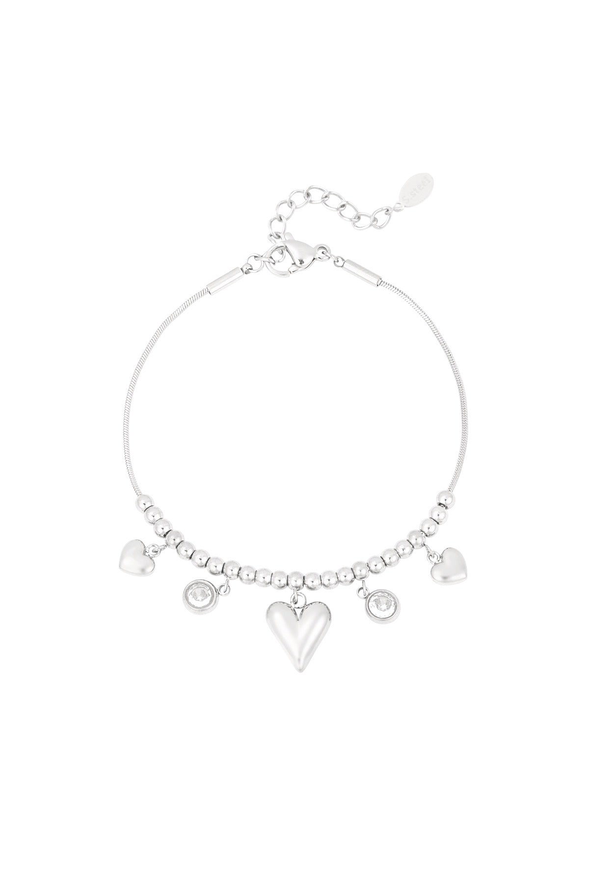 Heart Charm Silver Bracelet