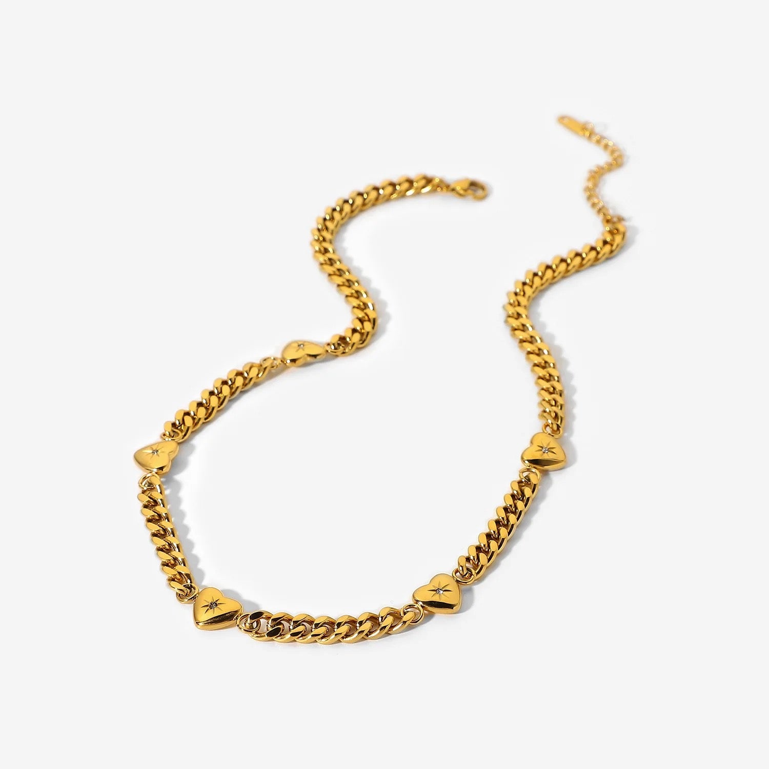 Heart Cubic Zirconia Chain Choker Necklace