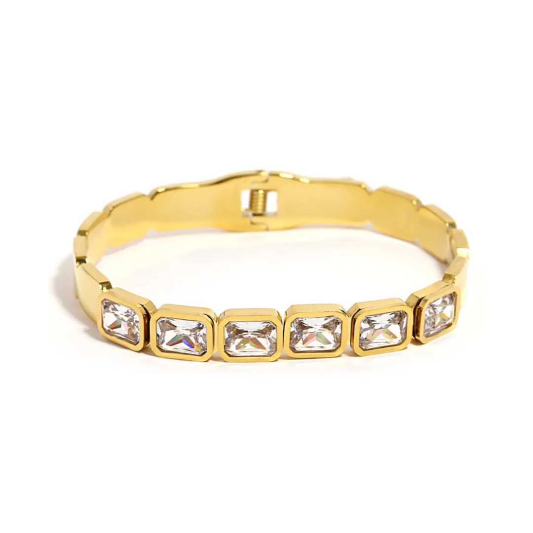 Gold Cubic Zirconia Bangle