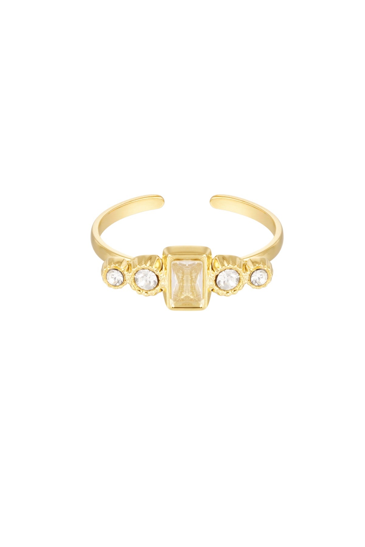 Gold Cubic Zirconia Adjustable Ring