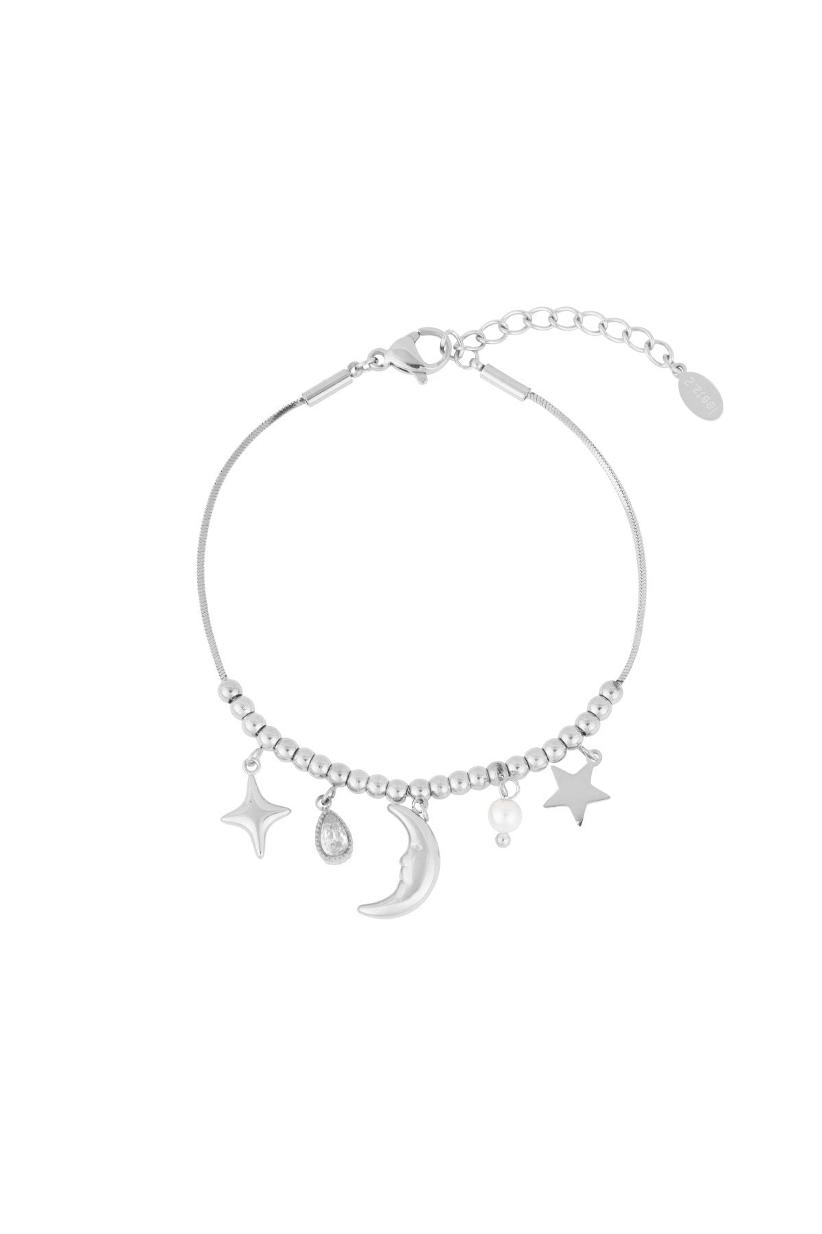 Starlight Charm Beaded Silver Bracelet