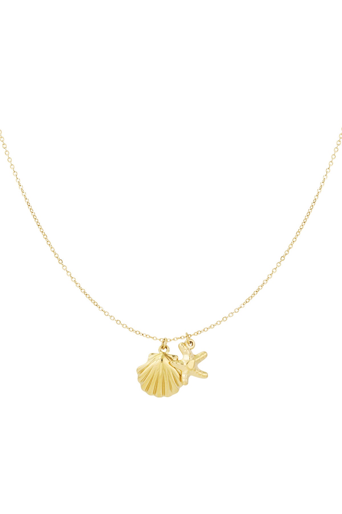 Coastal Charm - Starfish & Shell Gold Necklace