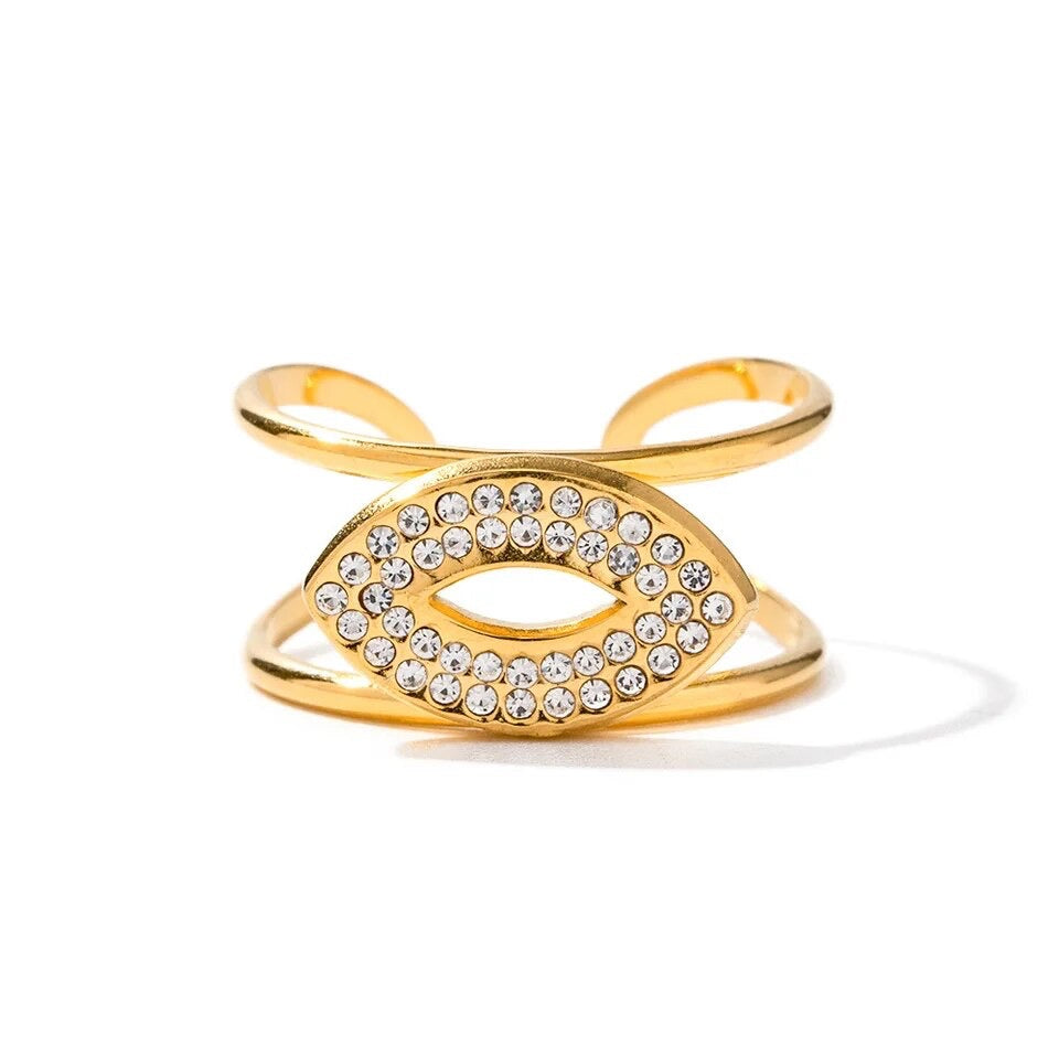 Evil Eye Cubic Zirconia Adjustable Ring