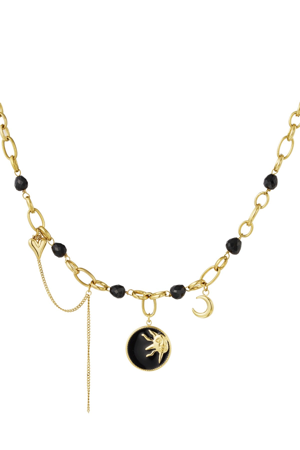 Celestial Charm Gold & Black Necklace