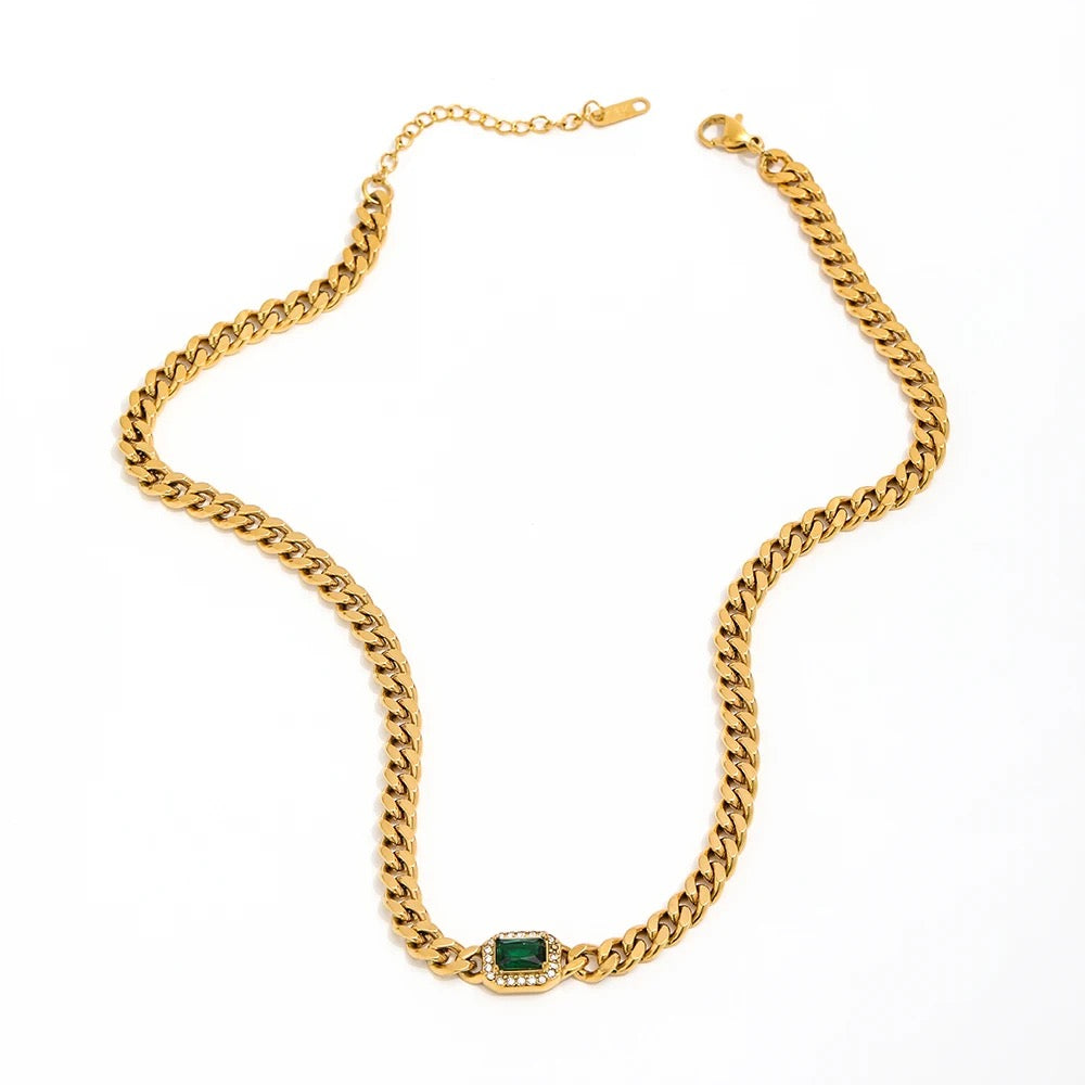 Chunky Emerald Green Cubic Zirconia Choker Necklace