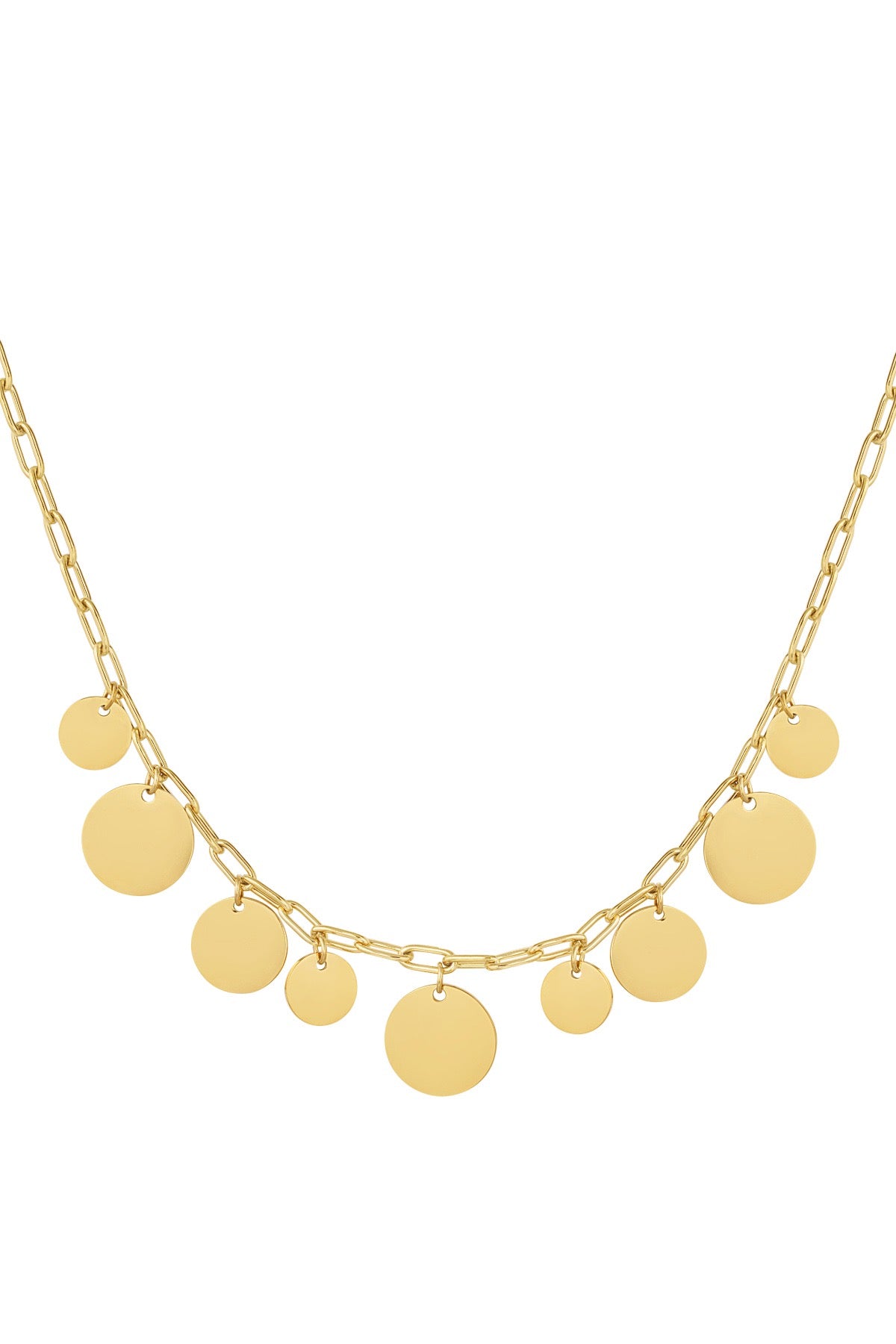Gold Disc Charm Necklace