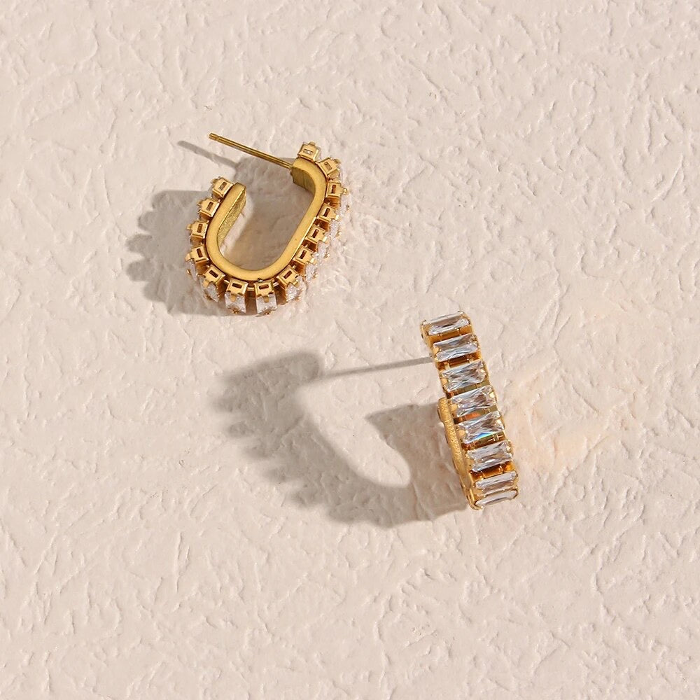 Elegant Cubic Zirconia Hoop Earrings