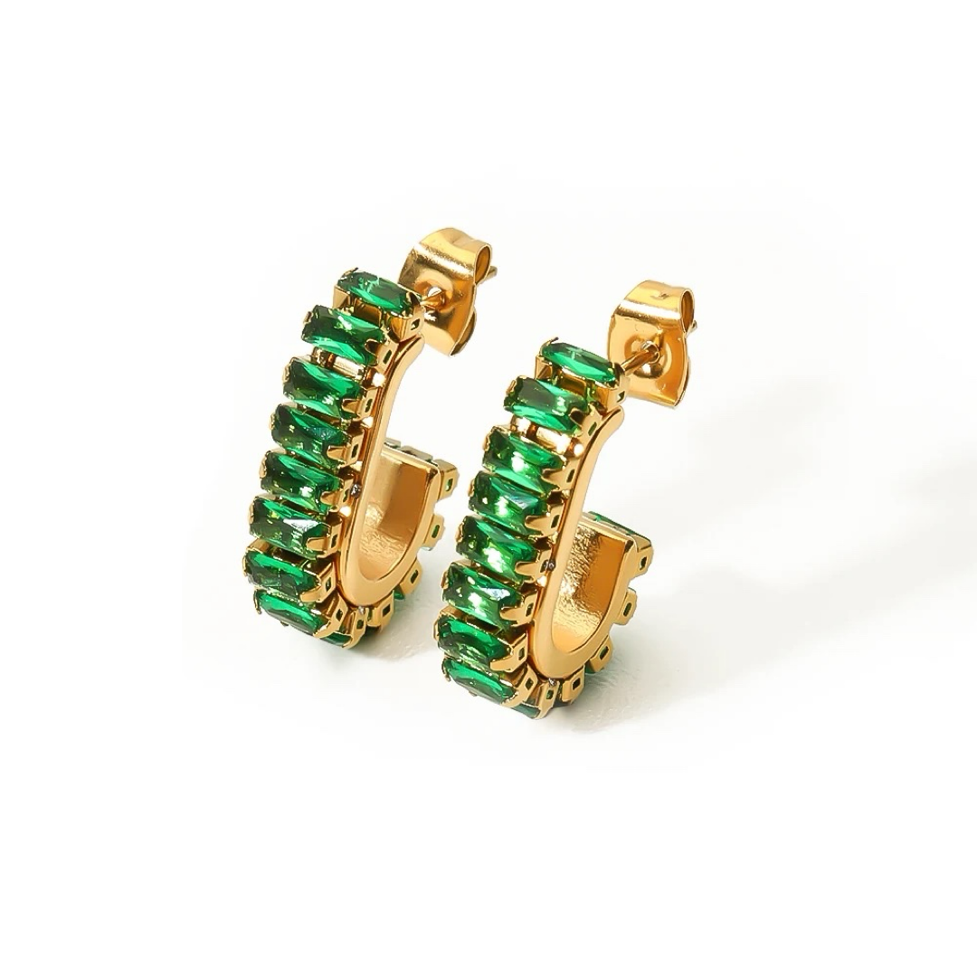 Green Elegant Hoop Earrings