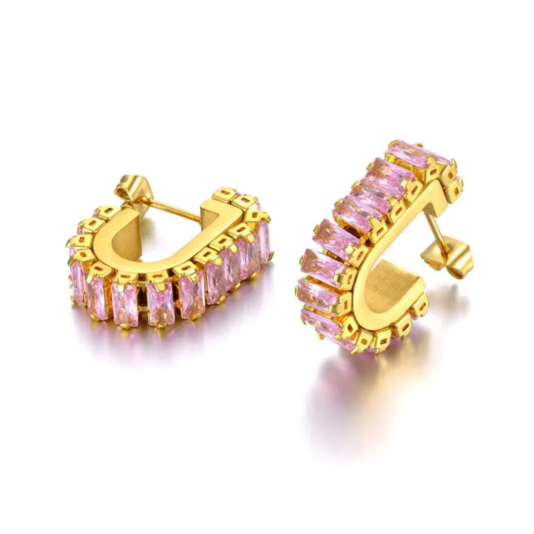 Pink Elegant Hoop Earrings