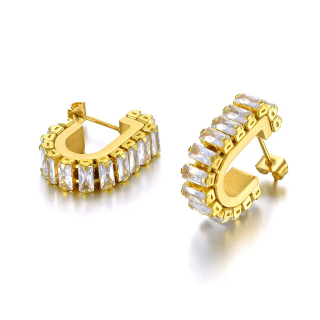 Elegant Cubic Zirconia Hoop Earrings