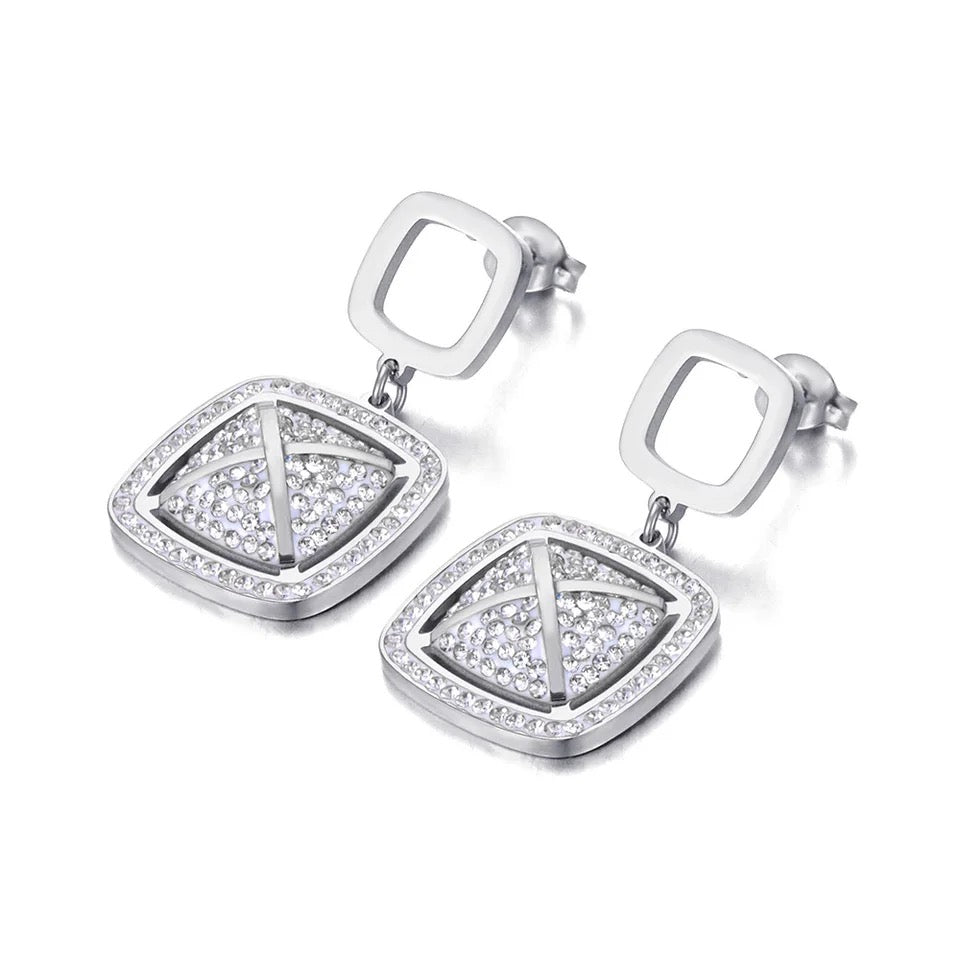 Silver Elegant Cubic Zirconia Drop Earrings