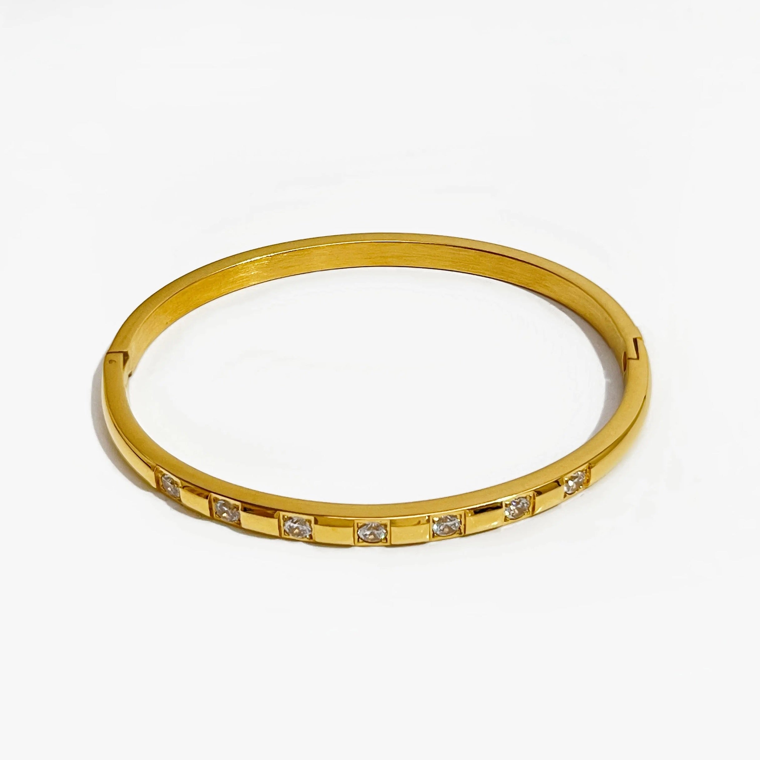 Gold Cube Cubic Zirconia Bangle