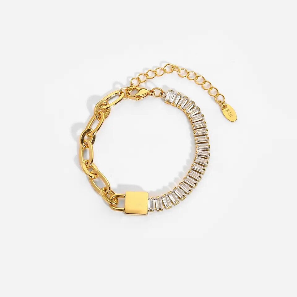 Padlock Cubic Zirconia Half Link Bracelet