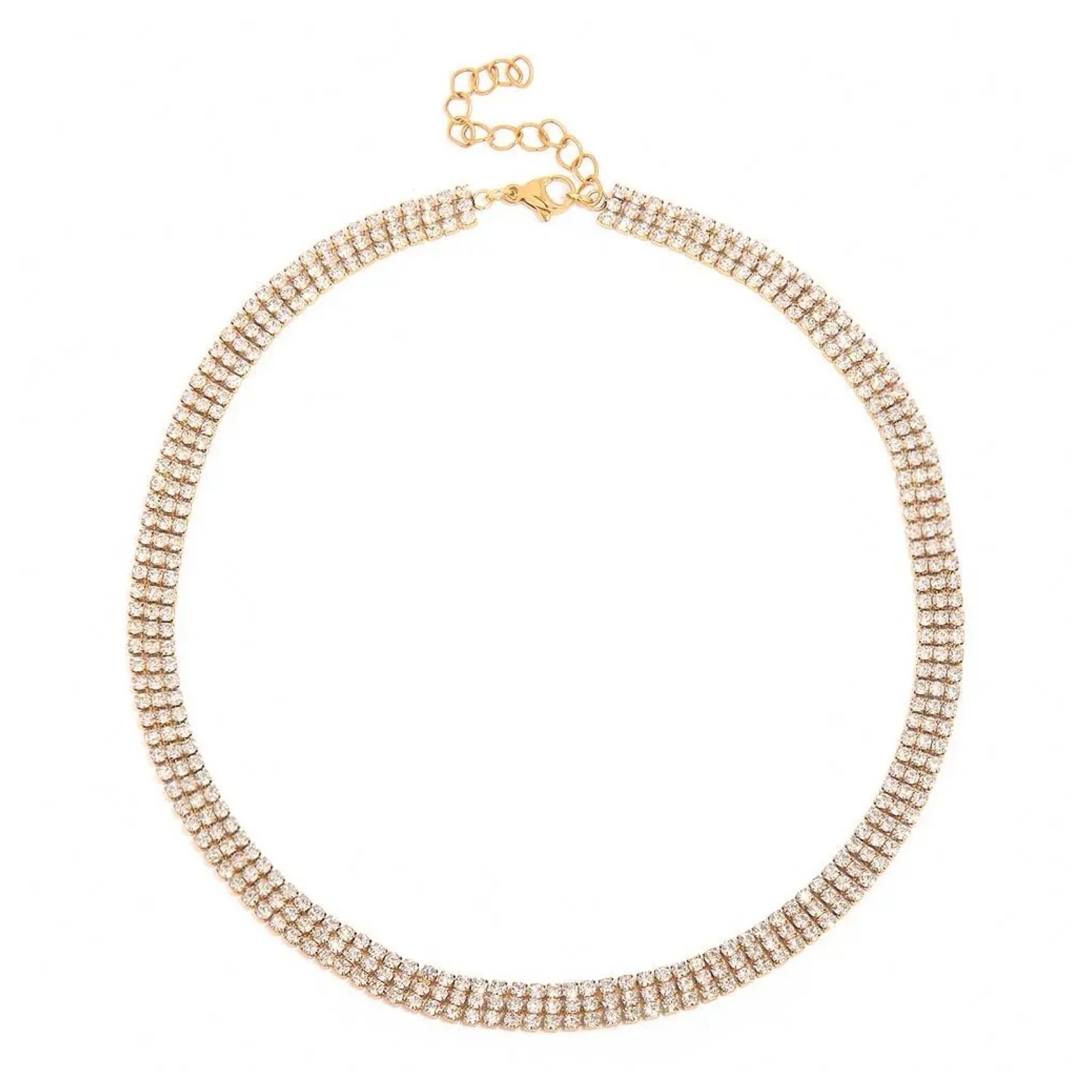 Triple Layered Cubic Zirconia Choker Necklace
