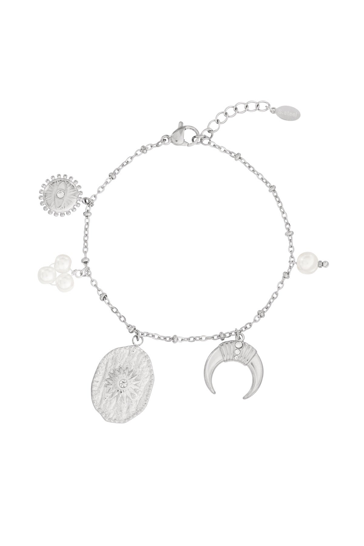 Celestial Charm Medallion Silver Bracelet