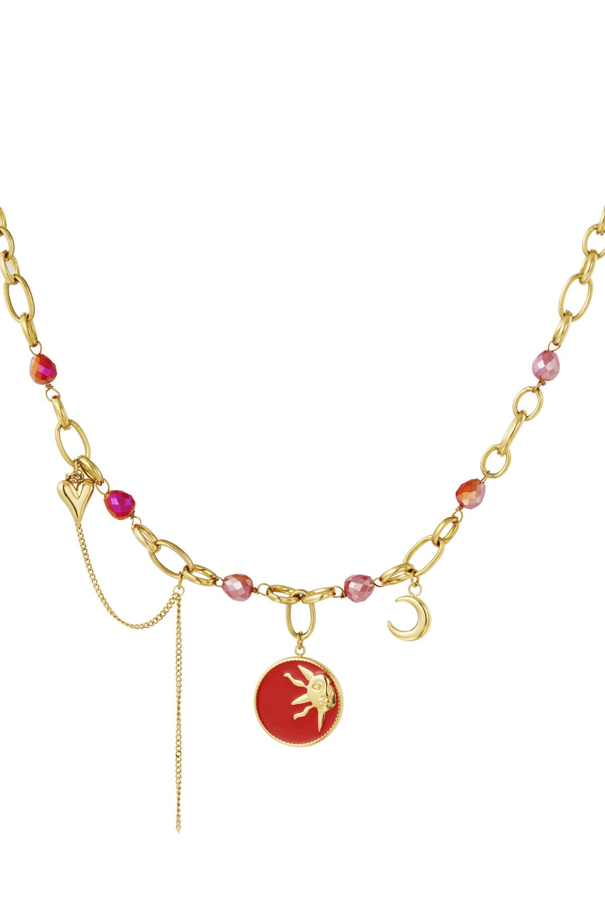 Celestial Charm Gold & Red Necklace