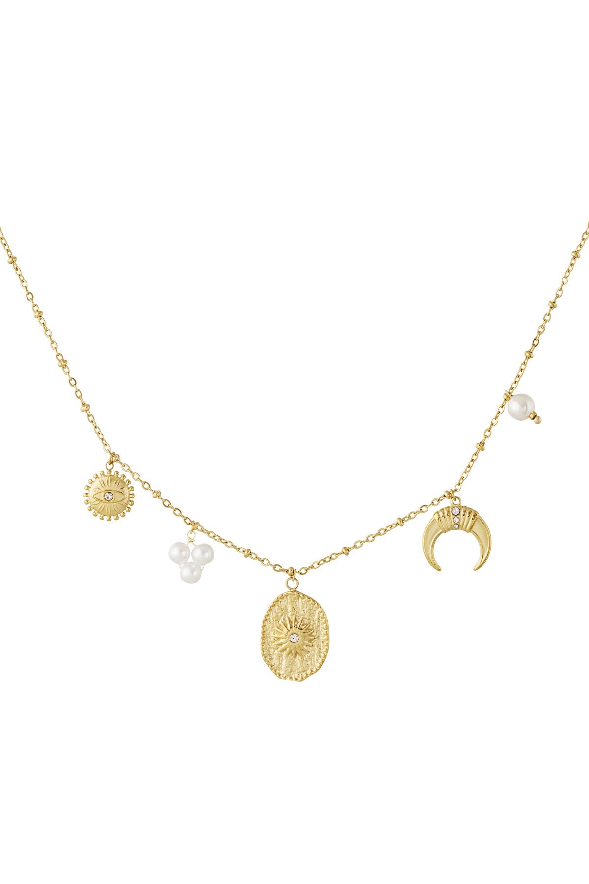 Celestial Charm Medallion Gold Necklace