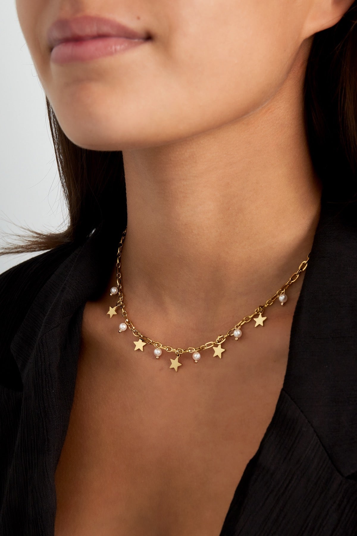 Silver Star + Pearl Charm Necklace