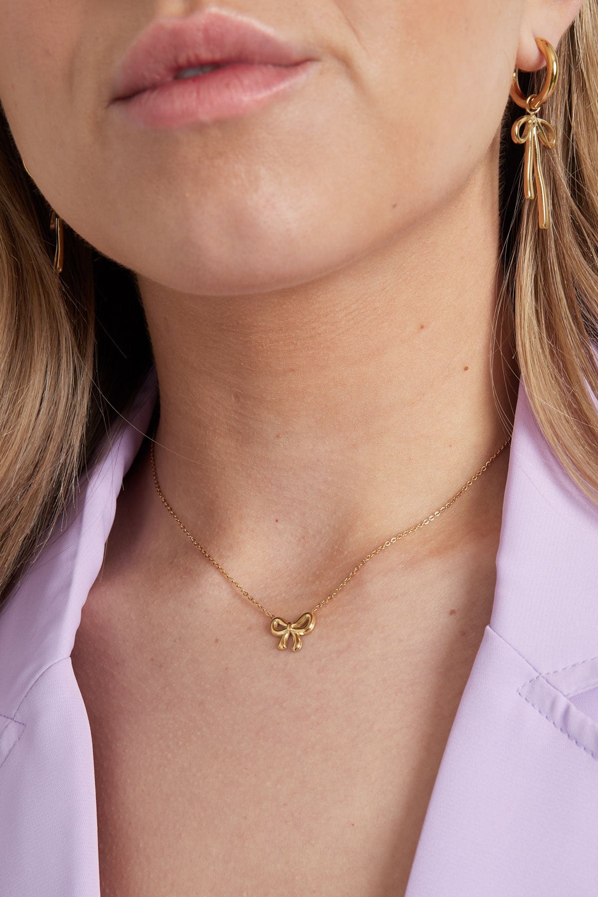 Phoebe - Tied With Grace - Gold Bow Necklace