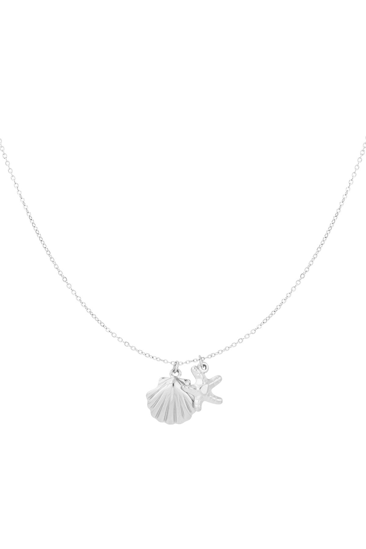 Coastal Charm - Starfish & Shell Silver Necklace