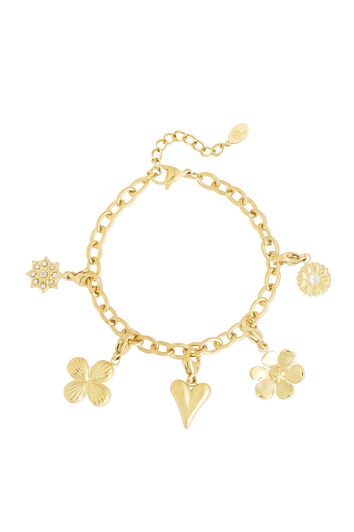 Meadow Heart Charm Gold Bracelet