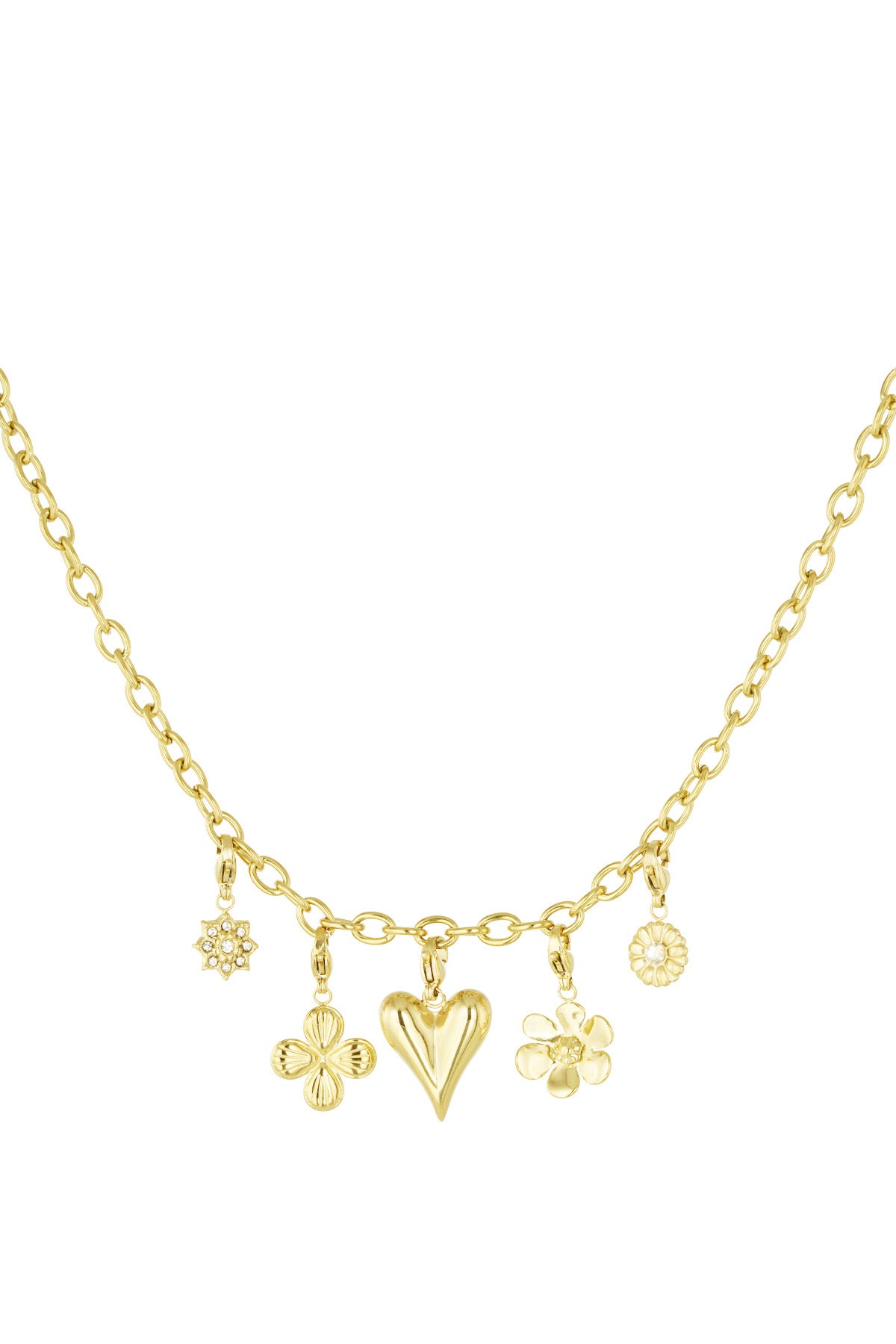Meadow Heart Charm Gold Necklace