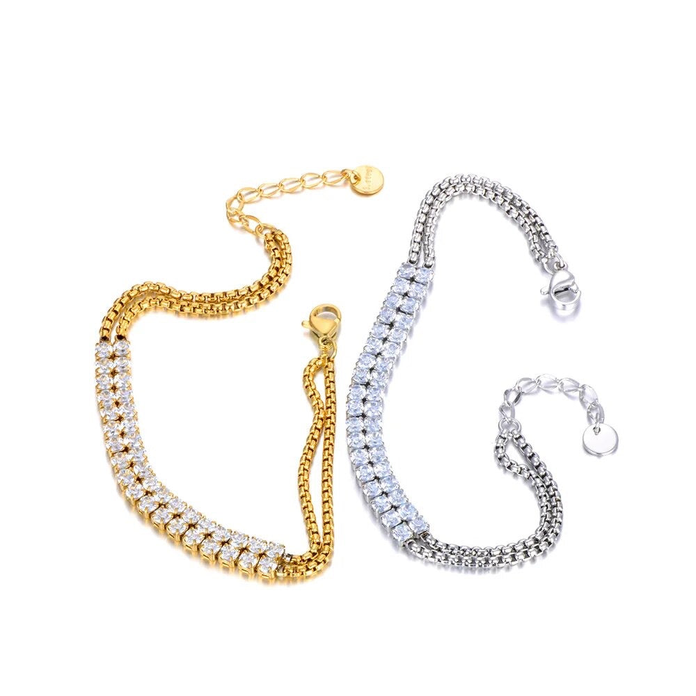 Double Layered Gold Tennis Bracelet