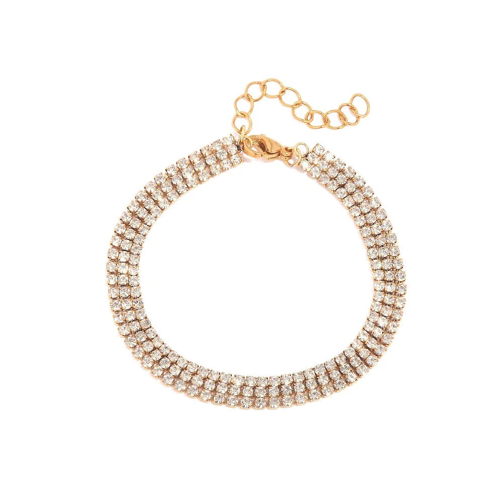 Triple Layered Gold Cubic Zirconia Bracelet