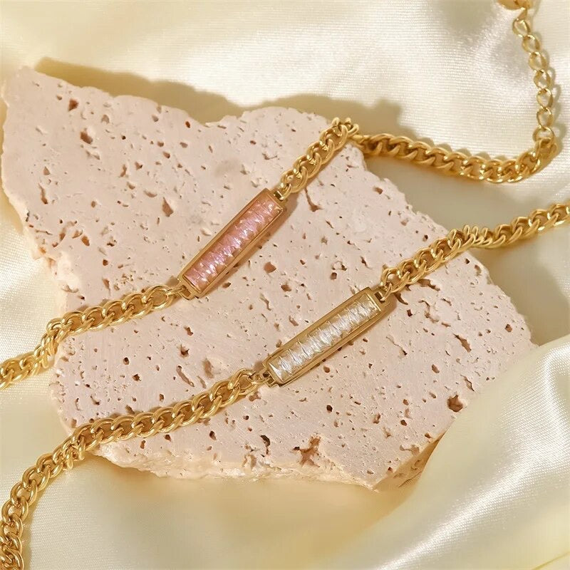 Gold Cubic Zirconia Chain Bracelet