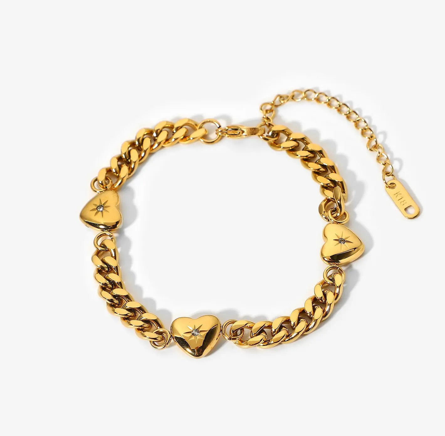 Heart Cubic Zirconia Chain Bracelet