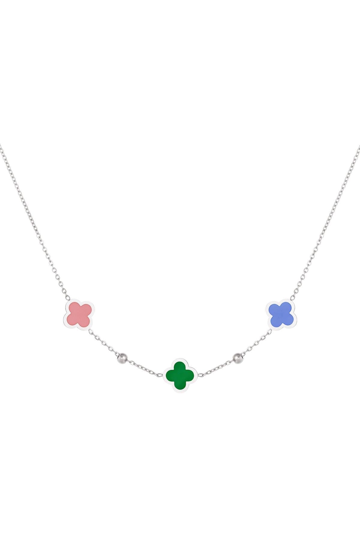 Pastel Clover Silver Necklace