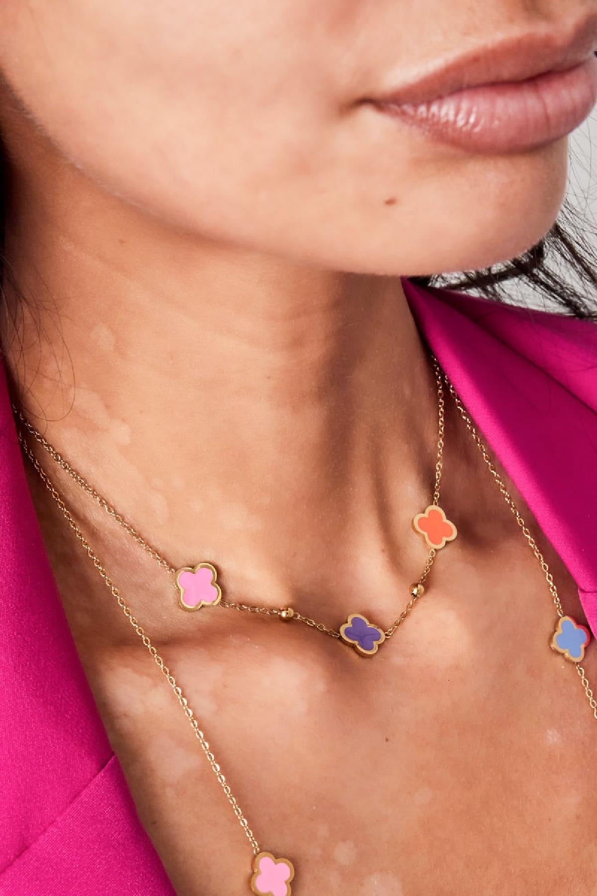 Pastel Clover Silver Necklace