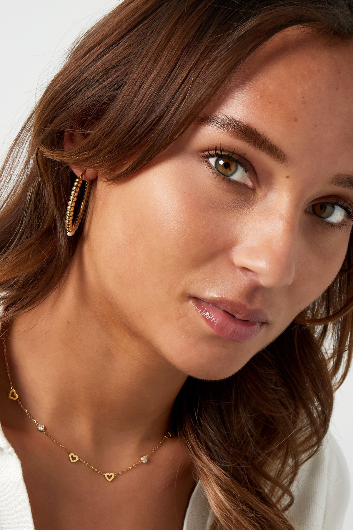 Mia - Linked Hearts Gold Necklace