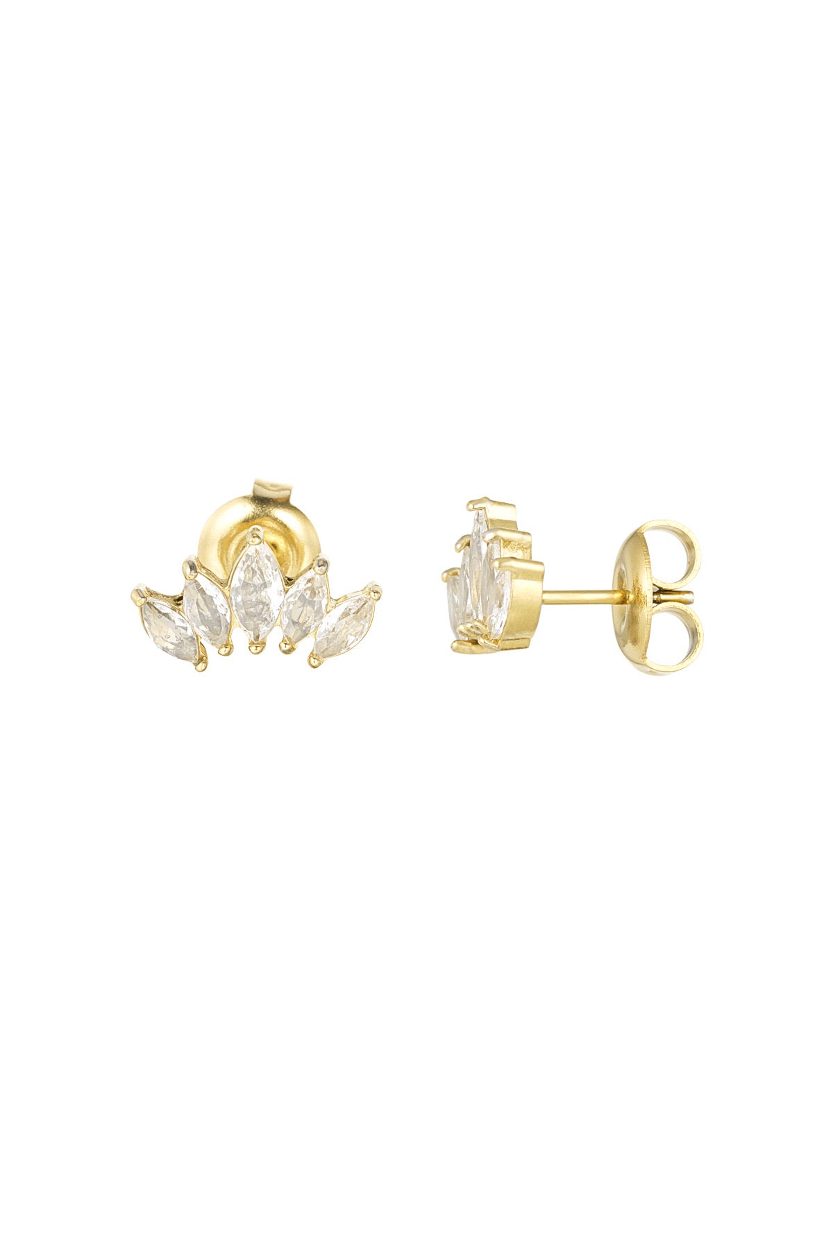 Cubic Zirconia Gold Stud Earrings