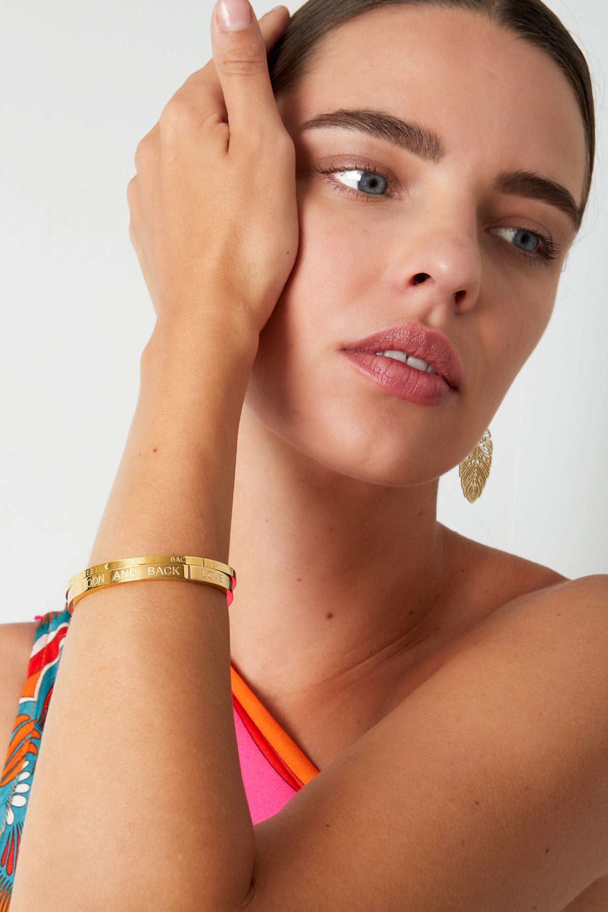 Love You To The Moon And Back Engraved Gold Bangle