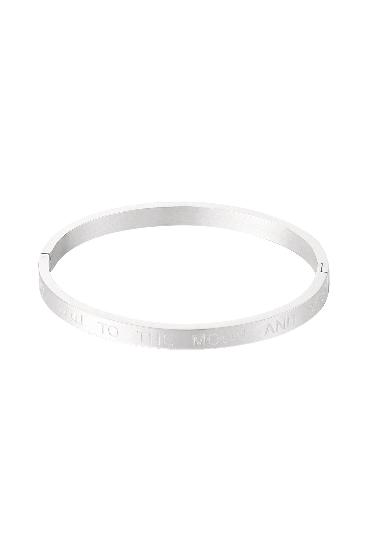 Love You To The Moon And Back Engraved Silver Bangle